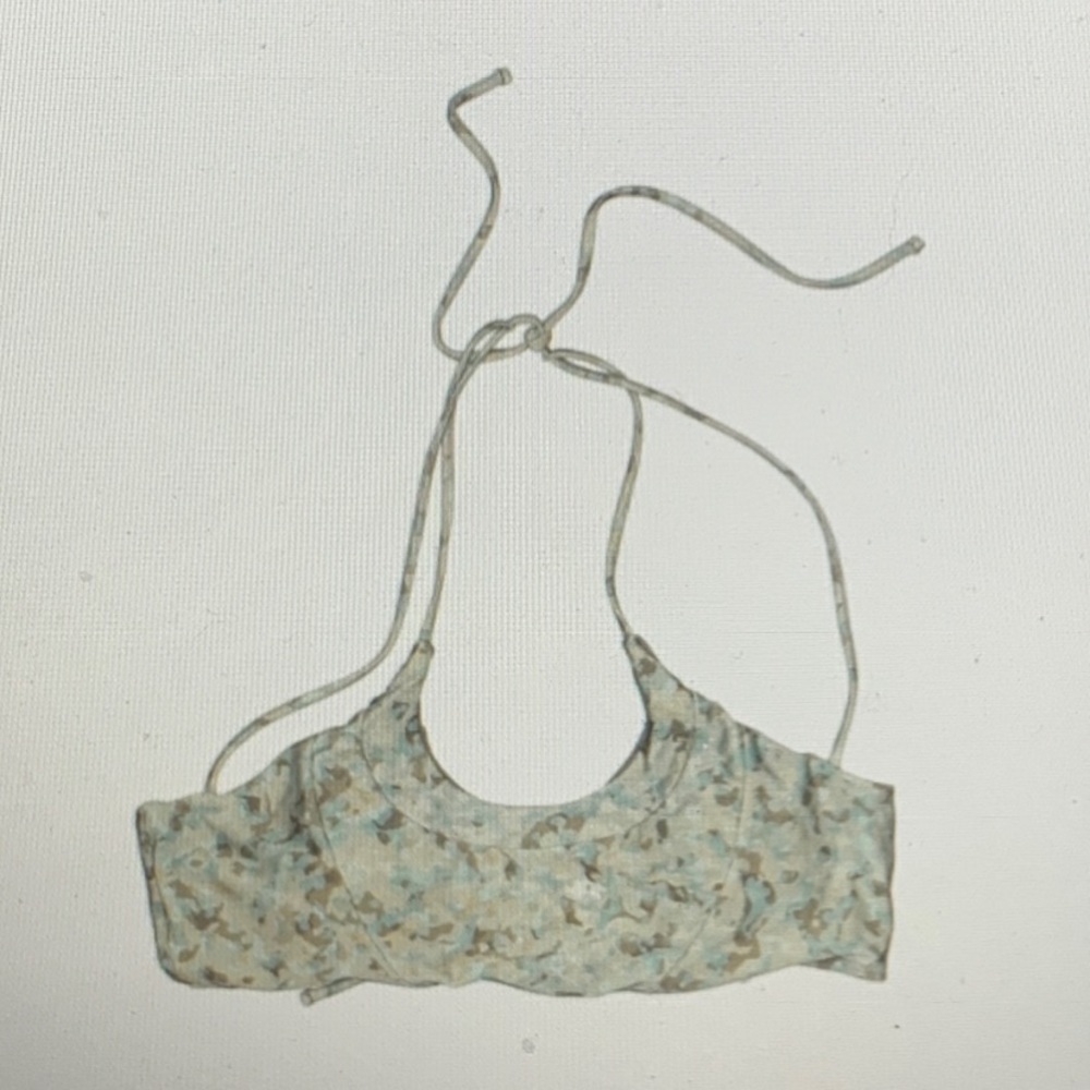 Raisin's Women's Junior Size XL Blue/Gray Camo Strappy Back Swimsuit Top NEW NWT
